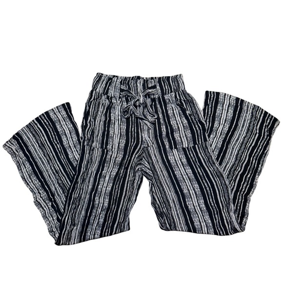 Joe B by Joe Benbasset Pants - Joe B Black White Striped Wide Leg Pants XS